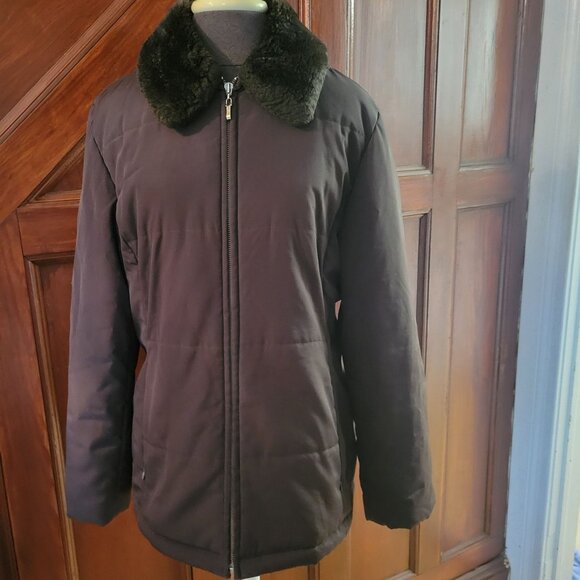 Jones New York Womens Brown Fur Collar Jacket Size M - Picture 1 of 6